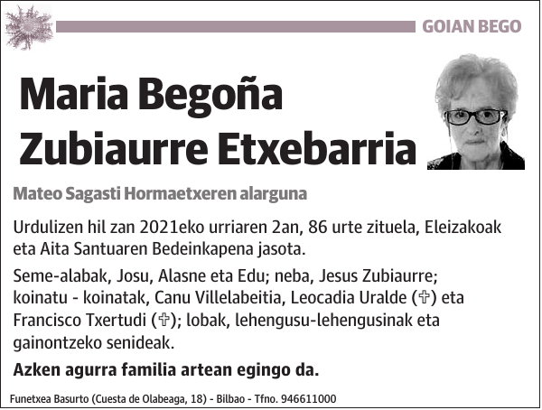 Maria Begoña Zubiaurre Etxebarria