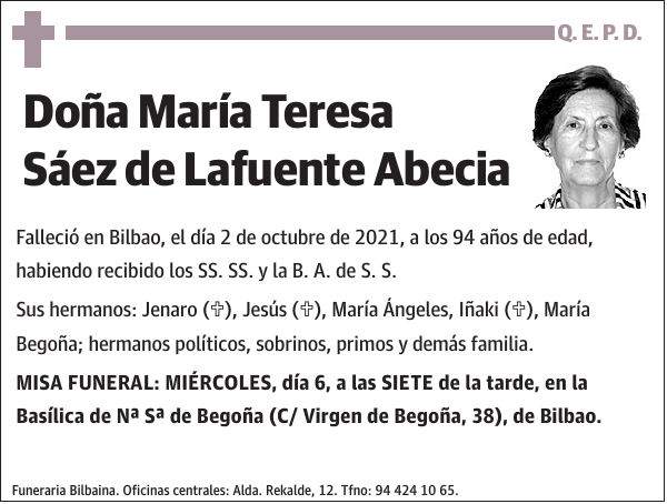 María Teresa Sáez de Lafuente Abecia