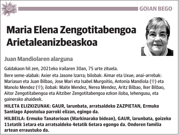 Maria Elena Zengotitabengoa Arietaleanizbeaskoa