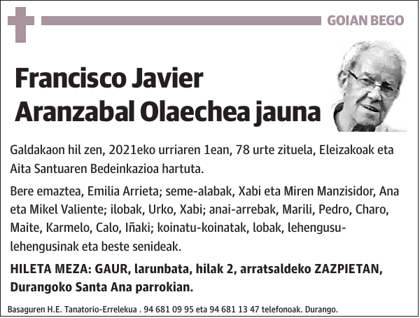 Francisco Javier Aranzabal Olaechea