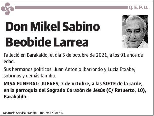 Mikel Sabino Beobide Larrea