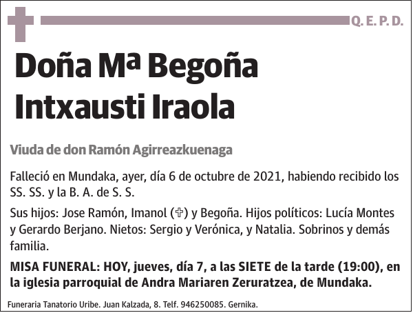 Mª Begoña Intxausti Iraola