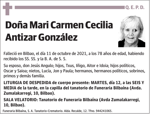 Mari Carmen Cecilia Antizar González