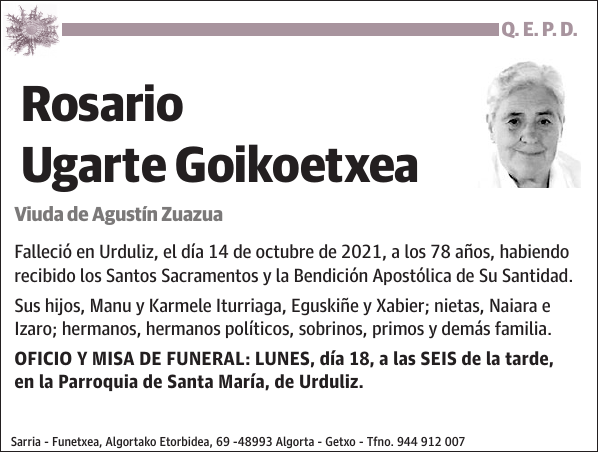 Rosario Ugarte Goikoetxea