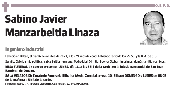 Sabino Javier Manzarbeitia Linaza