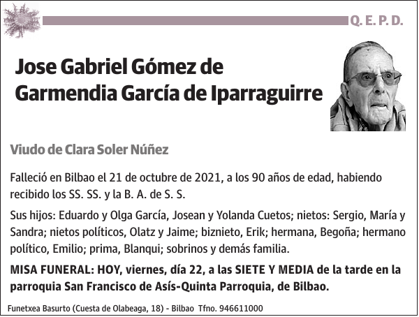 Jose Gabriel Gómez de Garmendia García de Iparraguirre