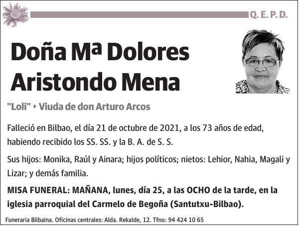 Mª Dolores Aristondo Mena