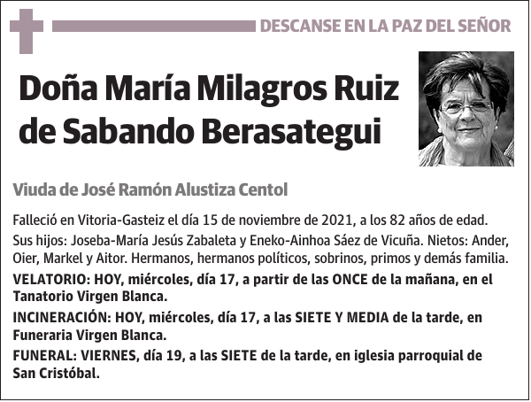 María Milagros Ruiz de Sabando Berasategui