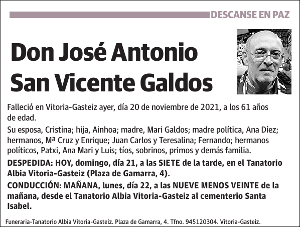 José Antonio San Vicente Galdos