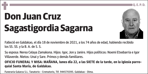 Juan Cruz Sagastigordia Sagarna