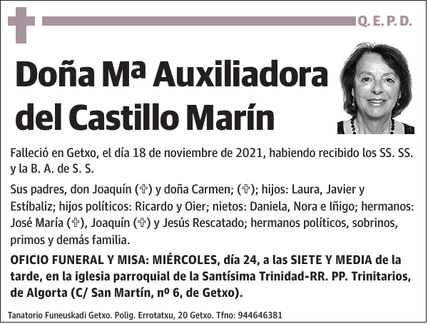 Mª Auxiliadora del Castillo Marín