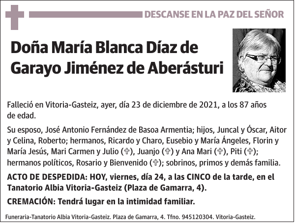 María Blanca Díaz de Garayo Jiménez de Aberásturi