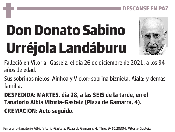 Donato Sabino Urréjola Landáburu