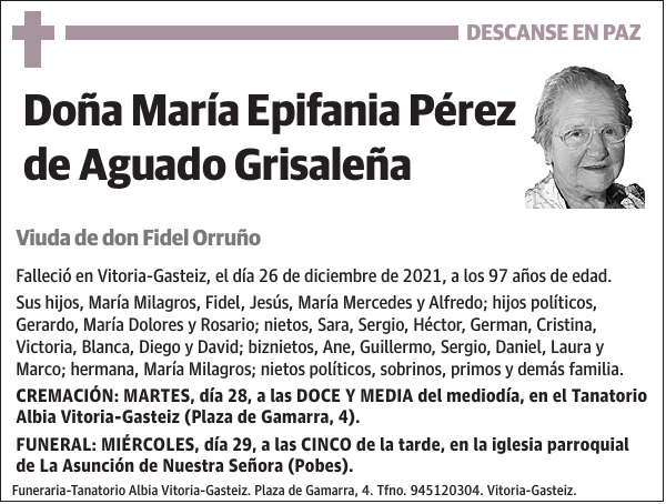 María Epifania Pérez de Aguado Grisaleña