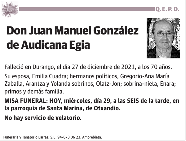 Juan Manuel González de Audicana Egia