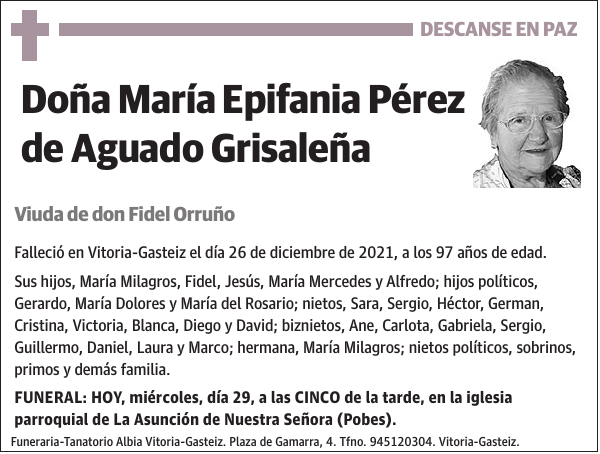 María Epifania Pérez de Aguado Grisaleña