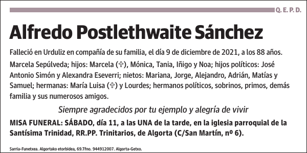 Alfredo Postlethwaite Sánchez