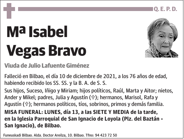 Mª Isabel Vegas Bravo