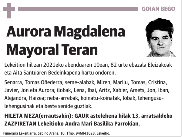 Aurora Magdalena Mayoral Teran