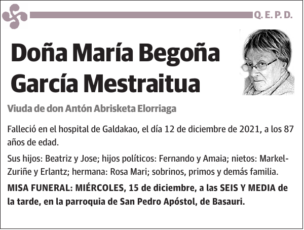 María Begoña García Mestraitua