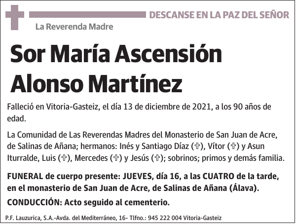 Sor María Ascensión Alonso Martínez