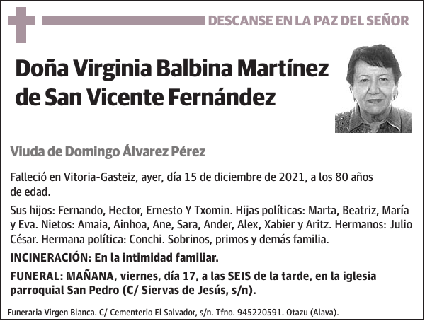 Virginia Balbina Martínez de San Vicente Fernández