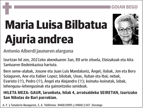 Maria Luisa Bilbatua Ajuria