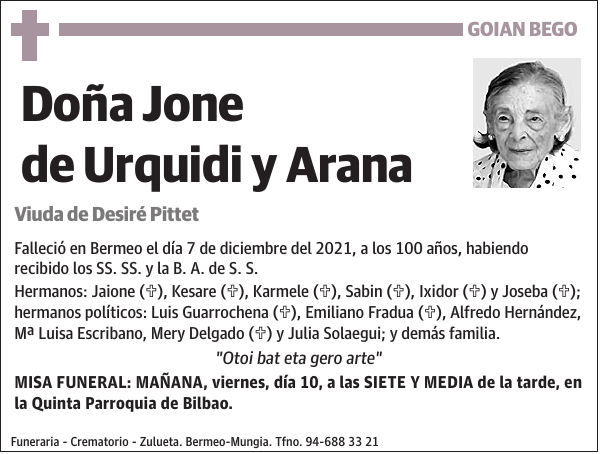 Jone de Urquidi y Arana