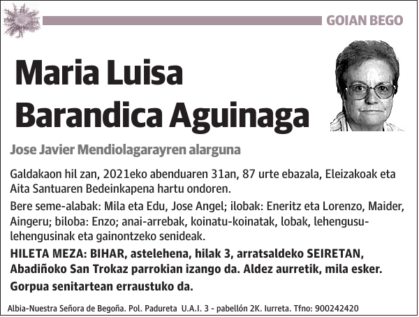 Maria Luisa Barandica Aguinaga