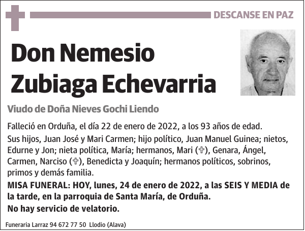 Nemesio Zubiaga Echevarria