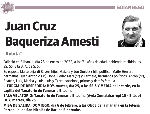 Juan Cruz Baqueriza Amesti 'Kubita'