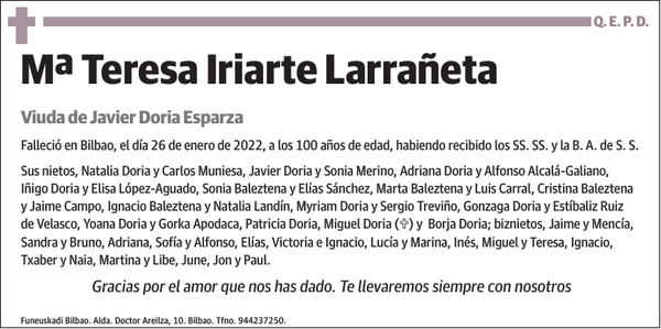 Mª Teresa Iriarte Larrañeta