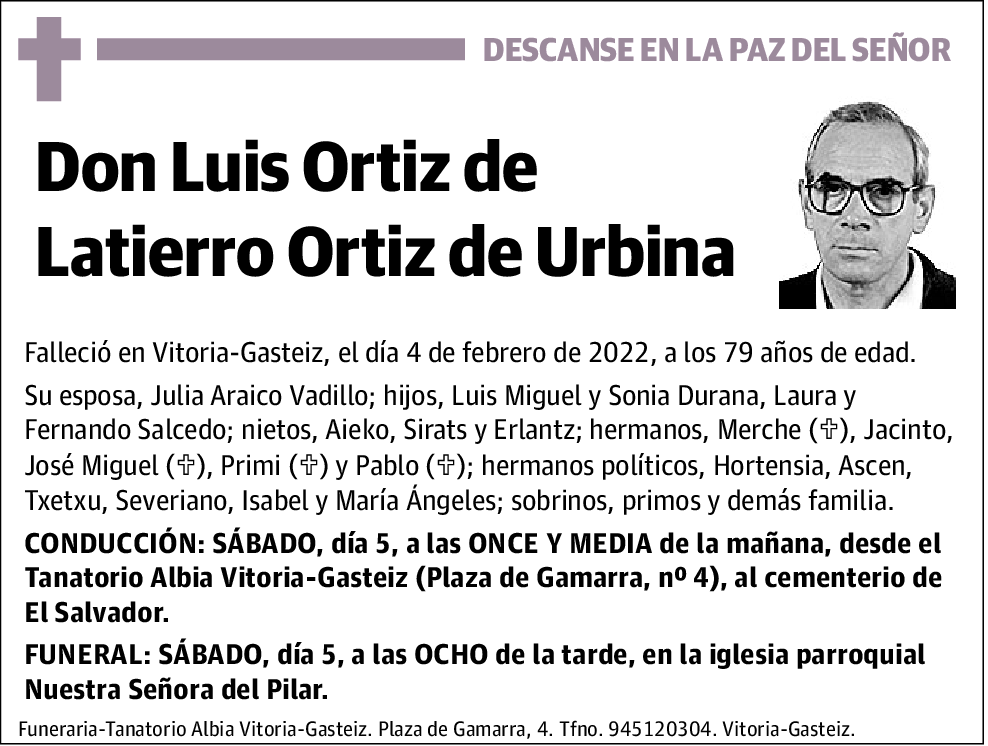 Luis Ortiz De Latierro Ortiz De Urbina