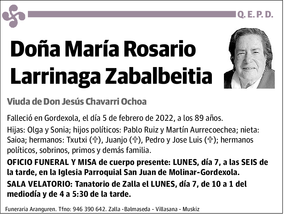 María Rosario Larrinaga Zabalbeitia