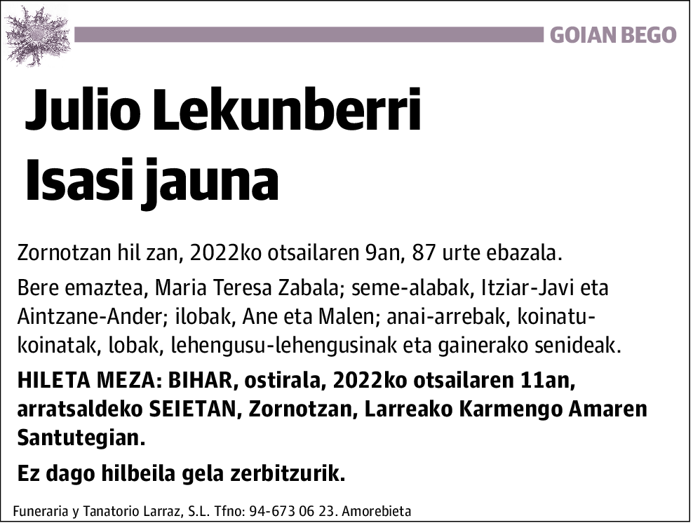 Julio Lekunberri Isasi