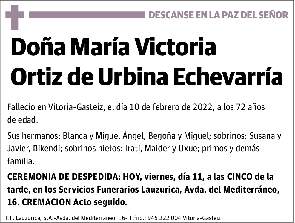 María Victoria Ortiz De Urbina Echevarría