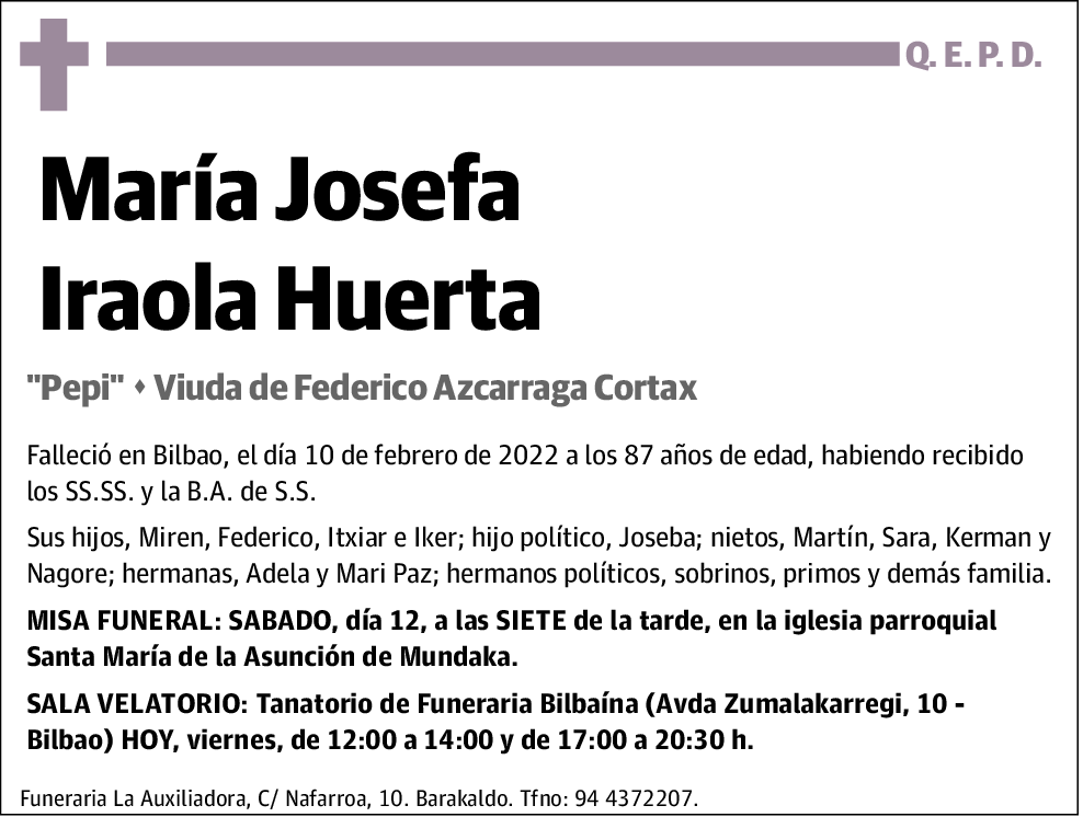 María Josefa Iraola Huerta