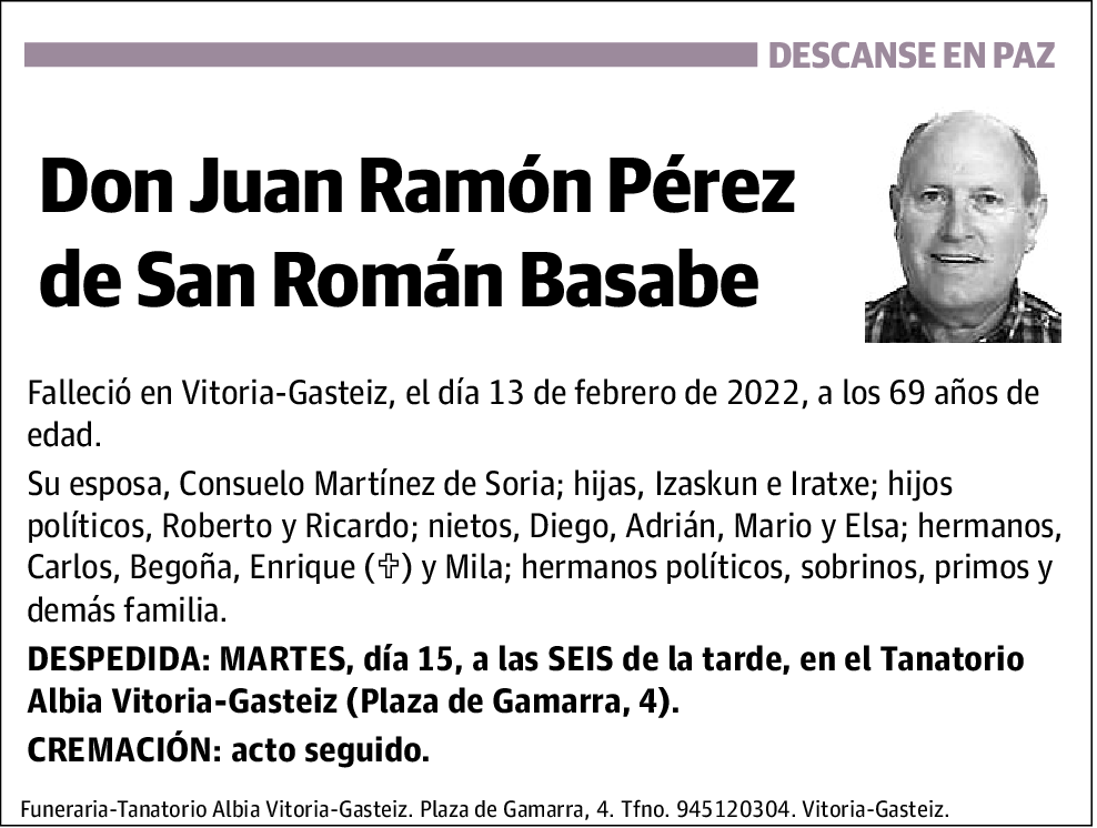 Juan Ramón Pérez De San Román Basabe