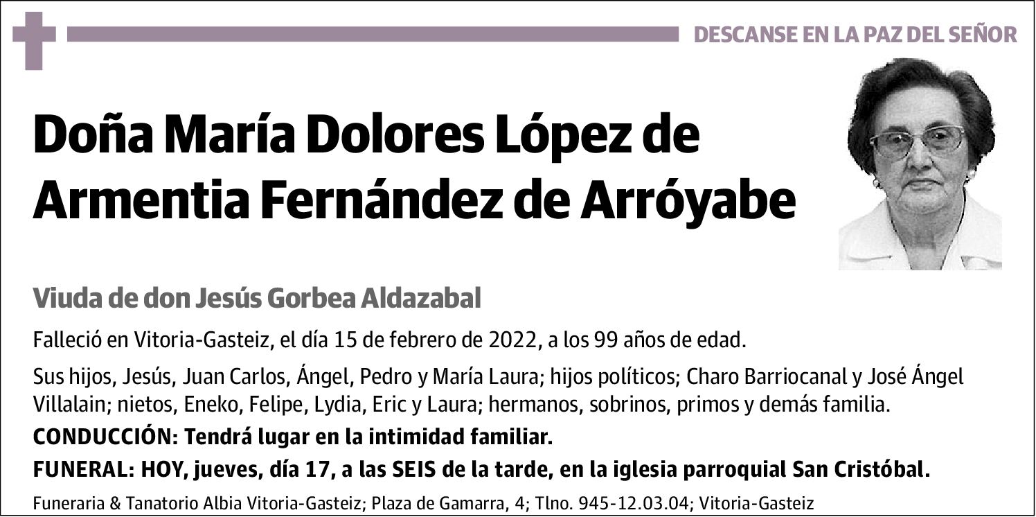 María Dolores López de Armentia Fernández de Arróyabe