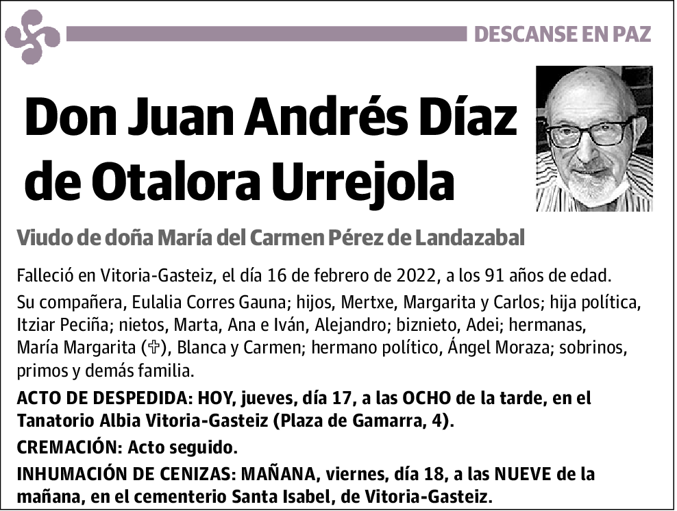 Juan Andrés Díaz de Otalora Urrejola