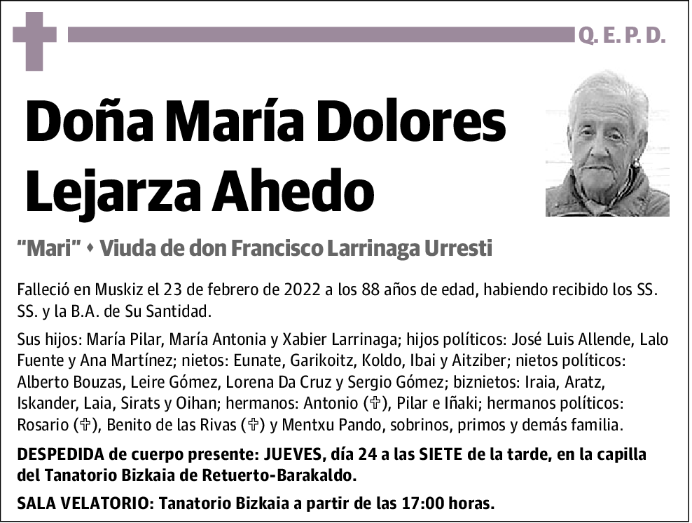 María Dolores Lejarza Ahedo