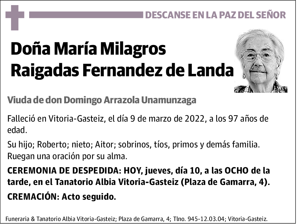 María Milagros Raigadas Fernandez de Landa