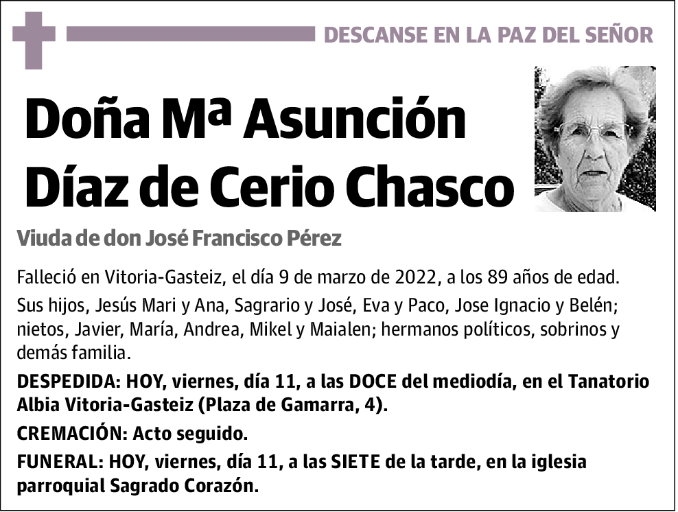 Mª Asunción Díaz De Cerio Chasco