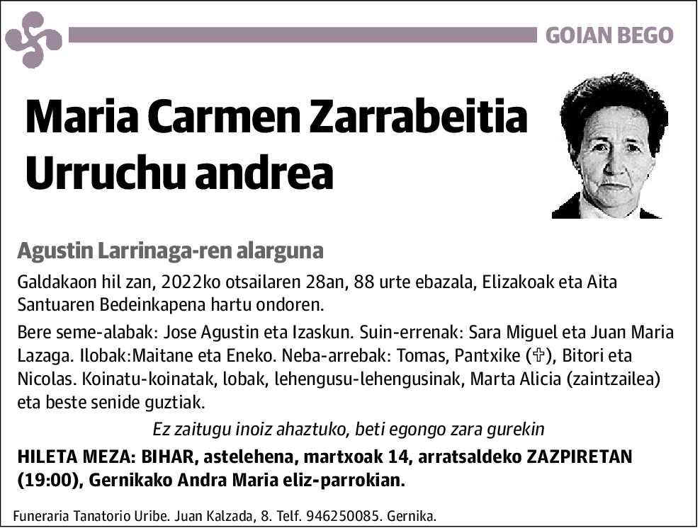 Maria Carmen Zarrabeitia Urrucha