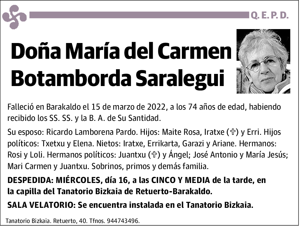 María Del Carmen Botamborda Saralegui