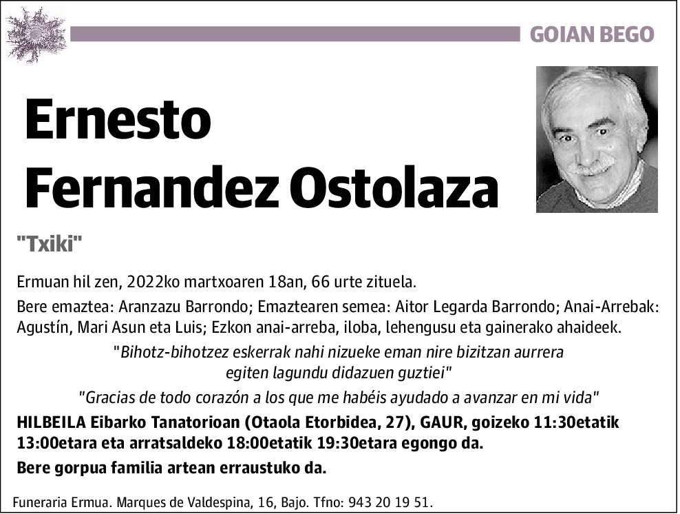 Ernesto Fernandez Ostalaza