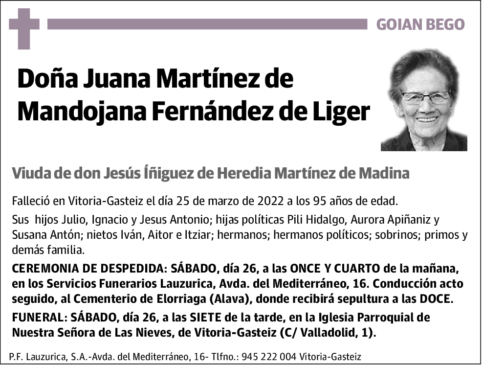 Juana Martínez De Mandojana Fernández De Liger