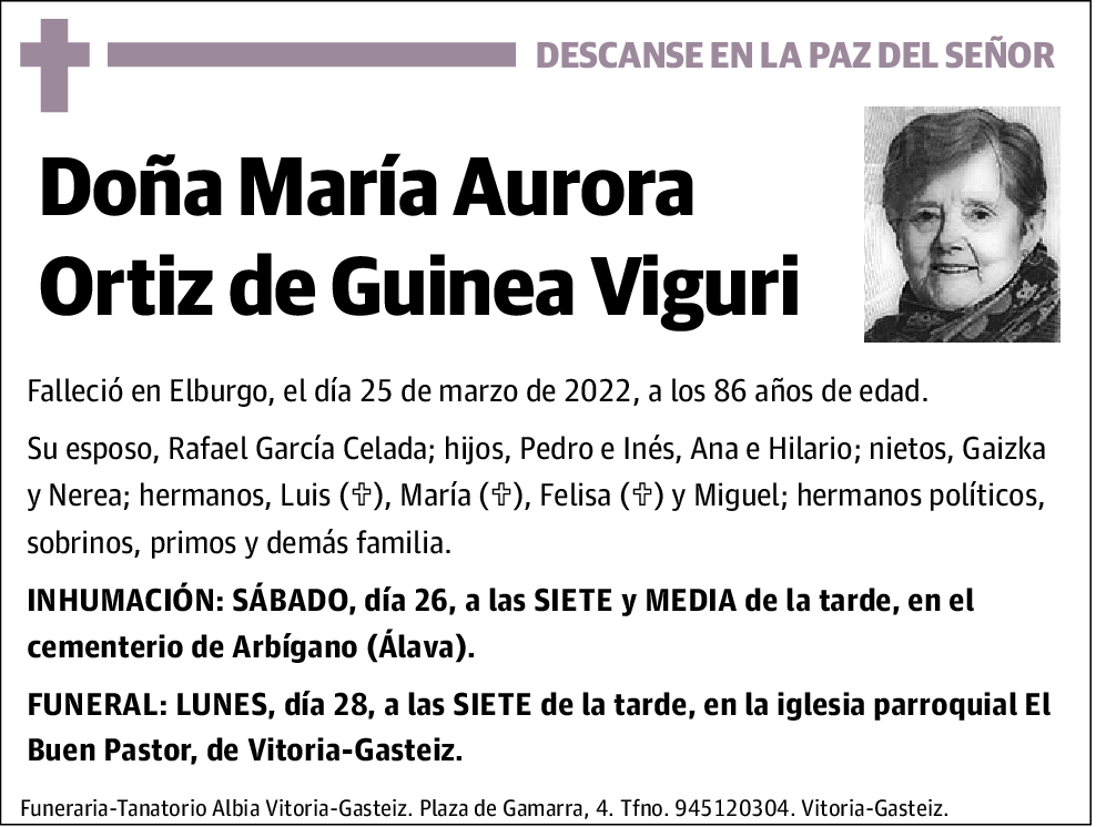 María Aurora Ortiz De Guinea Viguri