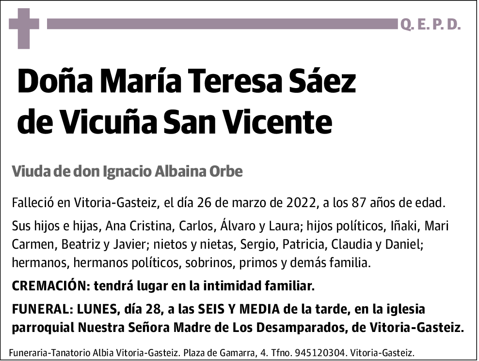 María Teresa Sáez de Vicuña San Vicente