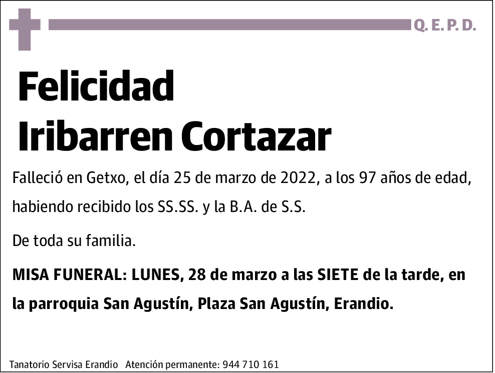 Felicidad Iribarren Cortazar